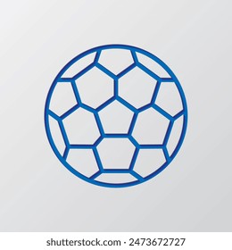 Football simple icon vector. Flat design. Paper cut design. Cutted blue symbol with shadow. Gray background.ai