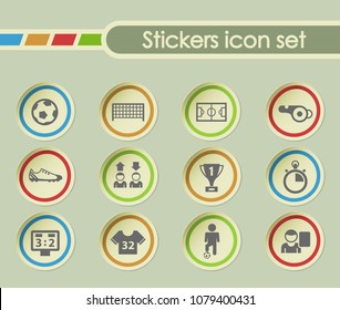football simple vector icons on round stickers