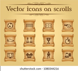 football simple vector icons on ancient scrolls