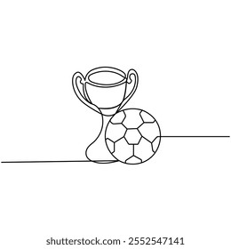 Football  single line art, continuous one line drawing of  Isolated outline vector icon