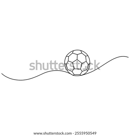 Football single line art, continuous one line drawing of Isolated outline vector icon
