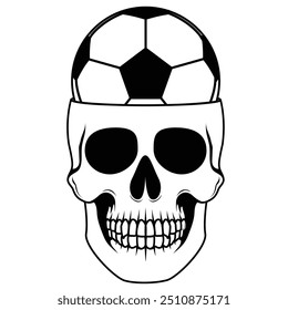 Football Skull illustration logo, soccer ball with skull