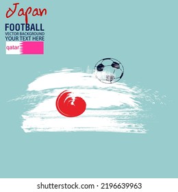 Football or soccer abstract background, Soccer ball on Japan flag background from paint brushes. Vector illustration,