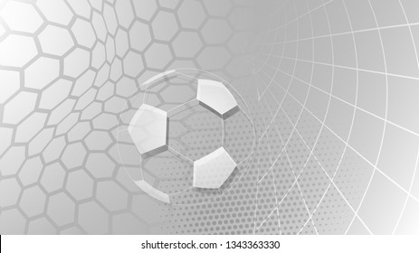 Football or soccer background with big ball in gray colors