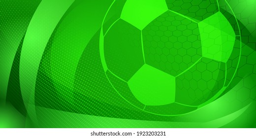 Fondo de fútbol o de fútbol con gran pelota en colores verdes