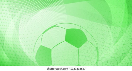 Football or soccer background with big ball in green colors