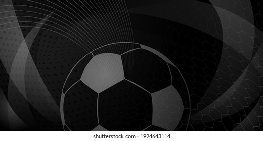 Football or soccer background with big ball in black colors