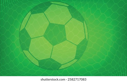 Football or soccer background with big ball in green colors