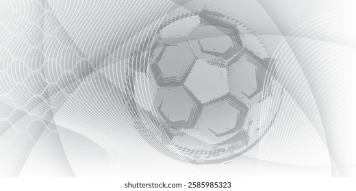 Football or soccer background with big ball in gray colors