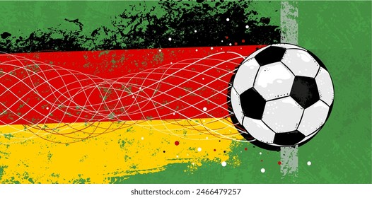 Football, soccer background with germany flag , banner - vector illustration with empty place