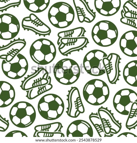 Football and soccer background, pattern set. Collection icons football. Vector