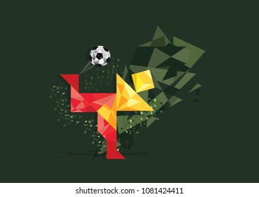 Football Soccer Backheel Player Vector Illustration in Green Background