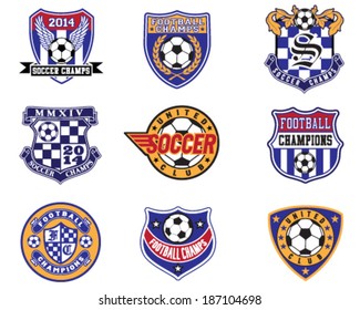 Football Soccer Badges, Patches and Emblem Vector Set