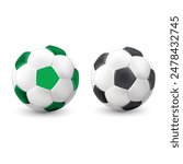 Football
Soccer ball. Football balls Set realistic 3d design style. Leather texture green and white black color. Mockup of sports elements isolated on a white background. vector illustration
#Football