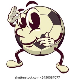 football soccer ball cartoon vector isolated clip art illustration mascot giving a thumbs up, vector work of hand drawn