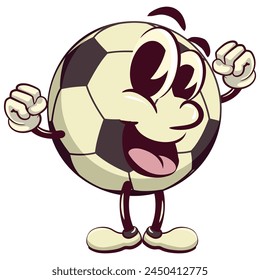 football soccer ball cartoon vector isolated clip art illustration mascot be healthy and strong enough to become a champion, vector work of hand drawn