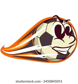 football soccer ball cartoon vector isolated clip art illustration mascot glides very fast, vector work of hand drawn