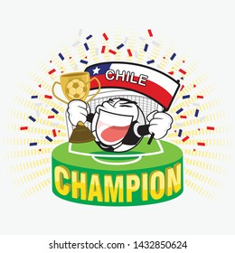 Football or soccer ball champion with cup and Chile flag vector