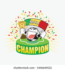 Football or soccer ball champion with cup and Mali flag vector