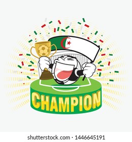 Football or soccer ball champion with cup and Algeria flag vector