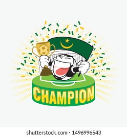 Football or soccer ball champion with cup and Mauritania flag vector