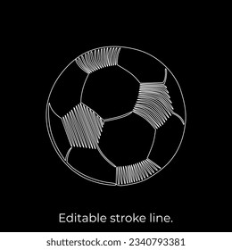 Football soccer ball - championship symbol. Vector stock continues line illustration isolated on black chalkboard background. Editable stroke single line. EPS10