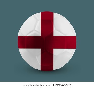 Football, Soccer ball with the flag of England printed on it, isolated on dark background, vector illustration eps 10