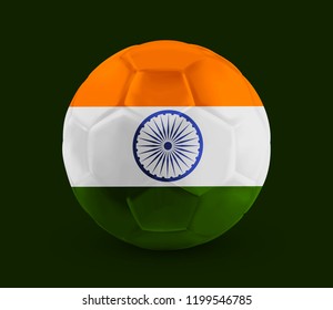 Football, Soccer ball with the flag of India printed on it, isolated on dark background, vector illustration eps 10
