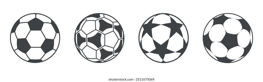 Futebol ou bola de futebol ícone vetor plano estilo preto simples