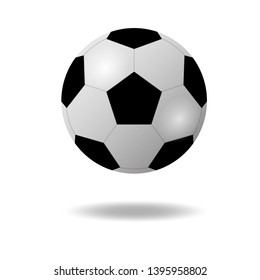 Football or soccer ball floating with shadow isolated on white background,. vector illustration.