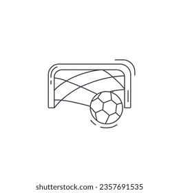 football, soccer ball, goal came in the gate line icon. ball in goal line icon. soccer thin line icon.