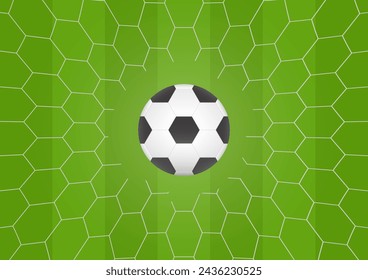 Football or Soccer Ball in Goal. Football Championship. Soccer Banner Template for Poster. Vector Illustration. 