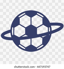 Football soccer ball icon blue line art illustration simple symbol planet with hoop isolated on transparent background / vector eps 10