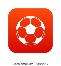 Football or soccer ball icon digital red for any design isolated on white vector illustration