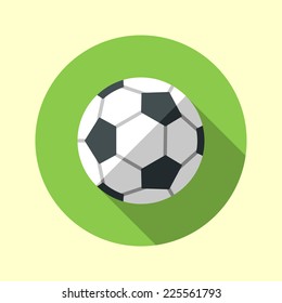 Football Soccer Ball Icon. Long Shadow Flat Design. Vector Illustration.