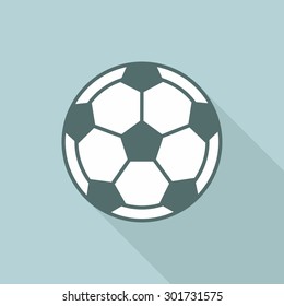 Football soccer ball icon. Long shadow flat design.