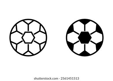 football or soccer ball icon set in different styles on white background