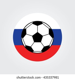 Football soccer ball icon Vector illustration. Flat design.Russia flag. Europe.
