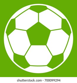Football soccer ball icon white isolated on green background. Vector illustration