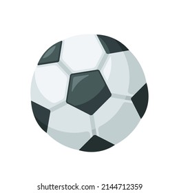 Football or Soccer Ball Isolated on White Background, Sports Accessory, Equipment for Playing Game, Championship or Tournament Competition, Design Element. Cartoon Vector Illustration, Clip Art