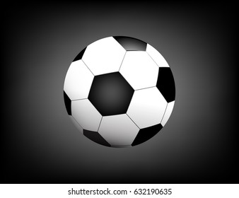 Football / soccer Ball Isolated on Black Background with Space for Your Text. Vector Illustration