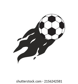 football or soccer ball logo icon with fire vector illustration