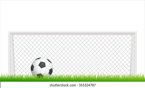 Football (soccer) ball on grass. Vector on white background.
