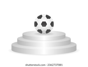 Football or Soccer Ball on Podium. Vector Illustration.