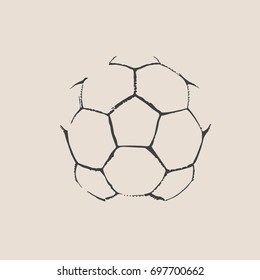 Football / Soccer Ball Outline As A Mark On A Wall With A Vintage Hand Drawn Style