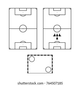 Football, soccer, ball, referee, frame, top, front scheme view vector illustration line icon symbol sign