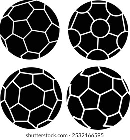 Football and soccer ball silhouette icon set for logo and T-Shirt.