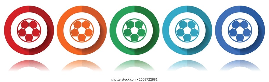 Football, soccer, ball vector icons, flat icon set for logo design, webdesign and mobile applications, colorful web button collection in eps 10