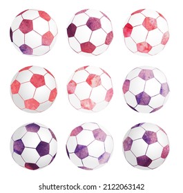 football soccer ball vector isolated illustration set