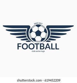 Football or soccer ball with wings. Vector logo, symbol or sign